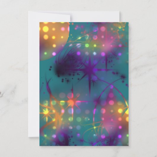 Das dunkle Neon-Party für Kinder glänzt. Einladung (Rückseite)