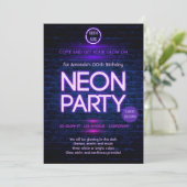 Das dunkle Neon Themed-Party glühen Einladung (Stehend Vorderseite)
