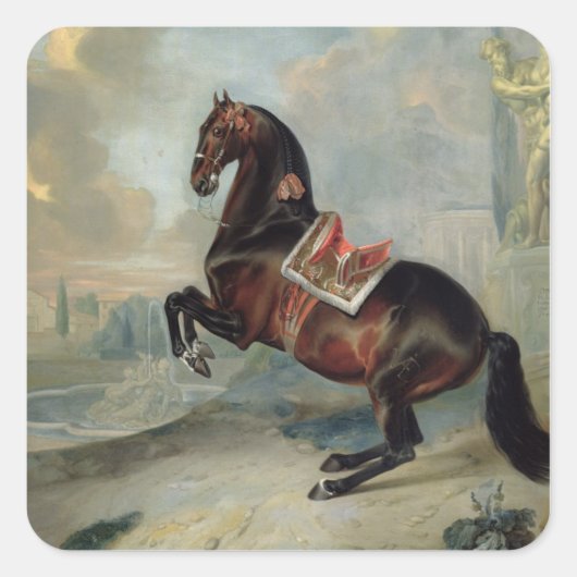 Das dunkle Pferd "Valido" Quadratischer Aufkleber (Vorderseite)