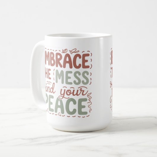 Das Durcheinander finden Sie Ihren Frieden Inspira Kaffeetasse (Vorderseite Links)