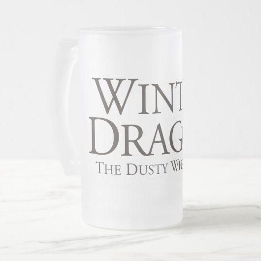Das Dusty Wheel: Winterdrache der Dusty Wheel Cut Mattglas Bierglas (Vorderseite Links)