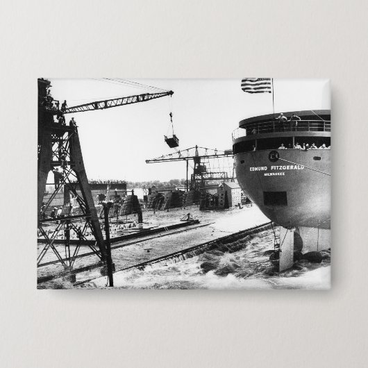 Das Edmund Fitzgerald Vintage Great Lakes Schiff Button (Vorderseite)