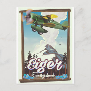 Das Eiger-Gebirge, Schweiz-Reiseplakat Postkarte