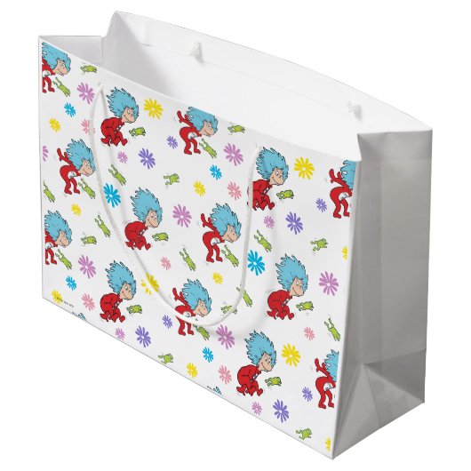 Das eine ist das zwei hoppy Frog Dinge Muster Große Geschenktüte (Rückseite Schrägansicht)