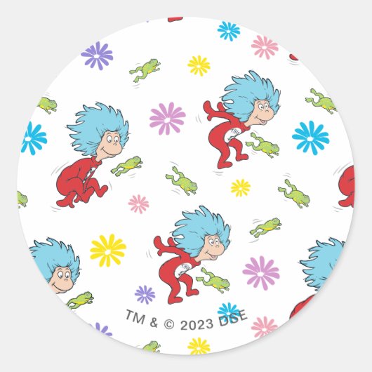 Das eine ist das zwei hoppy Frog Dinge Muster Runder Aufkleber (Vorderseite)