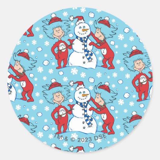 Das eine ist das zwei Schneemanagementmuster Runder Aufkleber (Vorderseite)