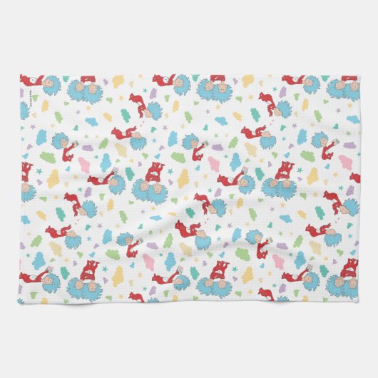 Das eine ist das zwei süße Dingmuster Geschirrtuch (Horizontal)