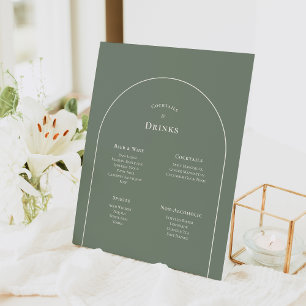 Das einfache Boho Arch Sage Green Wedding Drinks M Sockelschild