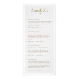 Das einfache Menü auf der Liste der Preise für den