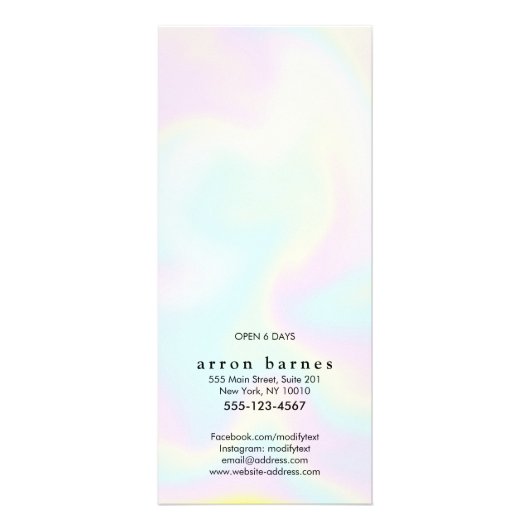 Das einfache Menü "Iridescent Salon Price List Ser (Hinten)