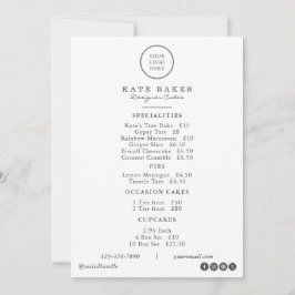 Das einfache Restaurant Café Cake Bakery Menü Prei Feiertagskarte