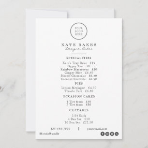 Das einfache Restaurant Café Cake Bakery Menü Prei Feiertagskarte