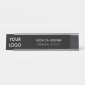 Das einfache schwarze Firmenlogo Schreibtischnamensplakette (Vorderseite )