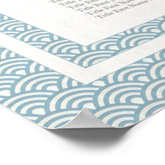 Das einfache Seebad Blau und Weiß Seigaiha Seekart Poster (Ecke)