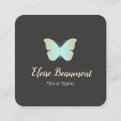 Das einfache türkisfarbene Butterfly-Logo Quadratische Visitenkarte (Vorderseite)