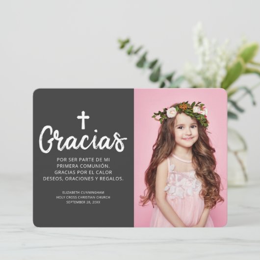 Das einfache und moderne Foto Cross Communitys Gra Dankeskarte (Stehend Vorderseite)