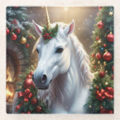 „Das Einhorn des Noel“ Glasuntersetzer (Vorderseite)