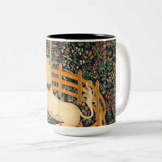 Das Einhorn in Gefangenschaft Zweifarbige Tasse (VorderseiteRechts)