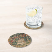 Das Einhorn ist gefunden, mittelalterliche Tapest Runder Pappuntersetzer (Vor Ort)