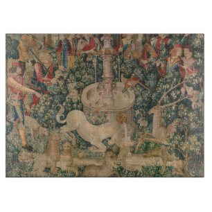 Das Einhorn ist gefunden, mittelalterliche Tapest Schneidebrett