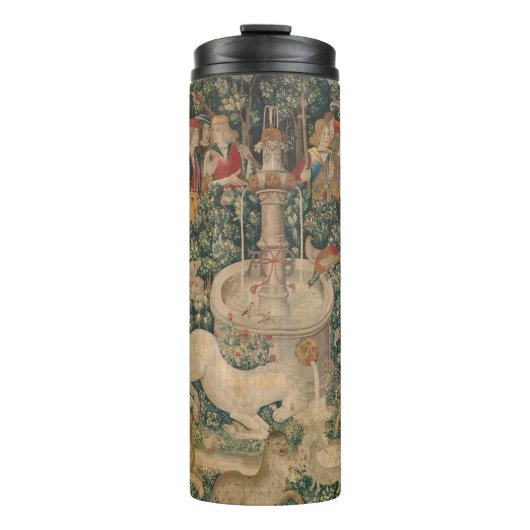 Das Einhorn ist gefunden, mittelalterliche Tapest Thermosbecher (Vorderseite)