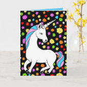 Das Einhorn und die Blume. Geburtskarte Karte (Gelbe Blume)