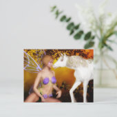 Das Einhorn und die Fee Postkarte (Stehend Vorderseite)