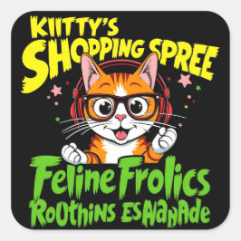 Das Einkaufsviertel von Kitty: Eine reizvolle Samm Quadratischer Aufkleber