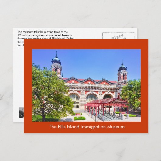 Das Einwanderungsmuseum der Insel Ellis Ankündigungspostkarte (Vorne/Hinten)