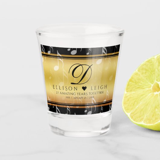 Das elegante 27. Musikfestival Schnapsglas (Vorderseite)