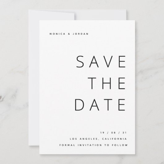 Das elegante "Date"-Minimalismus rette Save The Date (Vorderseite)