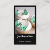 Das elegante Foto-Logo "Custom Cupcakes Bakery Cus Visitenkarte (Vorderseite)