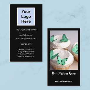 Das elegante Foto-Logo "Custom Cupcakes Bakery Cus Visitenkarte