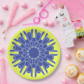 Das elegante, gelb-blaue Design Pappteller (Party)