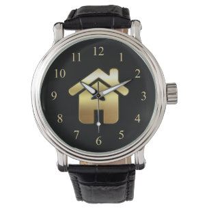 Das elegante Gold House Symbol Real Anwesen Design Armbanduhr