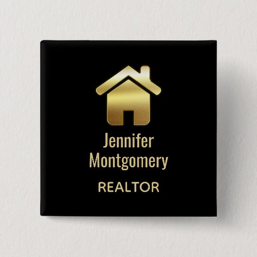 Das elegante Gold House Symbol Real Anwesen Design Button (Vorderseite)