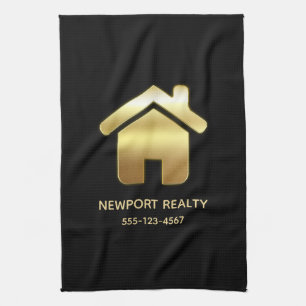 Das elegante Gold House Symbol Real Anwesen Design Geschirrtuch