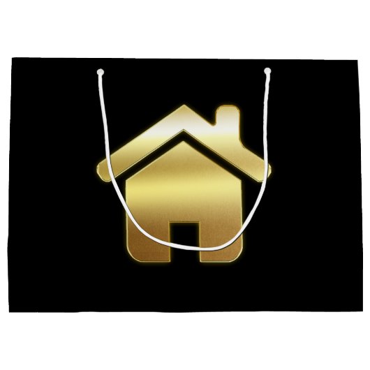 Das elegante Gold House Symbol Real Anwesen Design Große Geschenktüte (Rückseite)