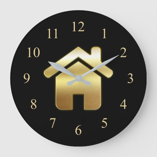 Das elegante Gold House Symbol Real Anwesen Design Große Wanduhr (Vorderseite)