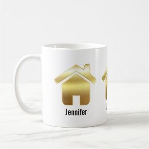 Das elegante Gold House Symbol Real Anwesen Design Kaffeetasse