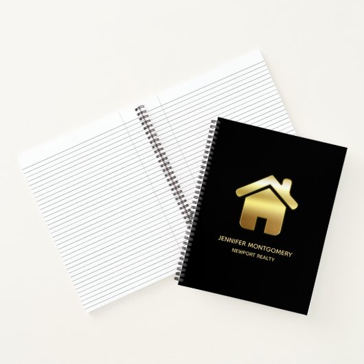 Das elegante Gold House Symbol Real Anwesen Design Notizblock (Innenseite)