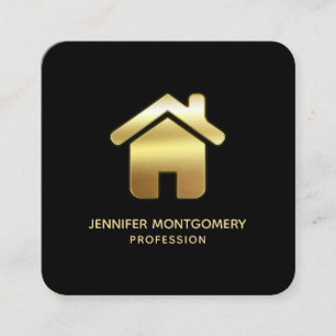 Das elegante Gold House Symbol Real Anwesen Design Quadratische Visitenkarte