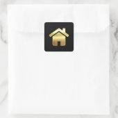 Das elegante Gold House Symbol Real Anwesen Design Quadratischer Aufkleber (Tasche)