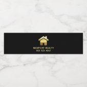 Das elegante Gold House Symbol Real Anwesen Design Wasserflaschenetikett (Einzelnes Label)