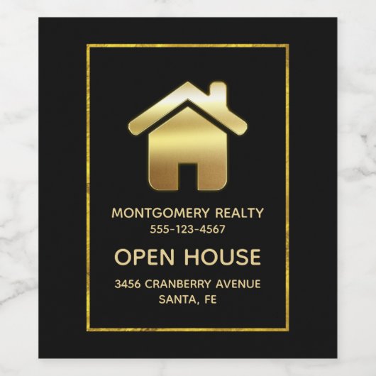 Das elegante Gold House Symbol Real Anwesen Design Weinetikett (Einzelnes Label)