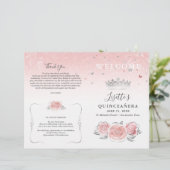 Das elegante hellrosa und silberfarbene Quinceaner (Stehend Vorderseite)