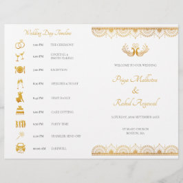 Das elegante indische Hochzeitsprogramm Gold Patte