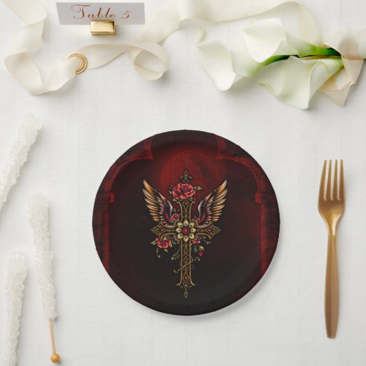 Das elegante Kreuz Pappteller (Hochzeit)