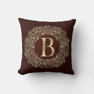 Das elegante Letter-B-Monogramm Gold und Red Damas Kissen