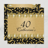 Das elegante Party aus schwarzem Gold "in jedem Al Einladung (Vorne/Hinten)